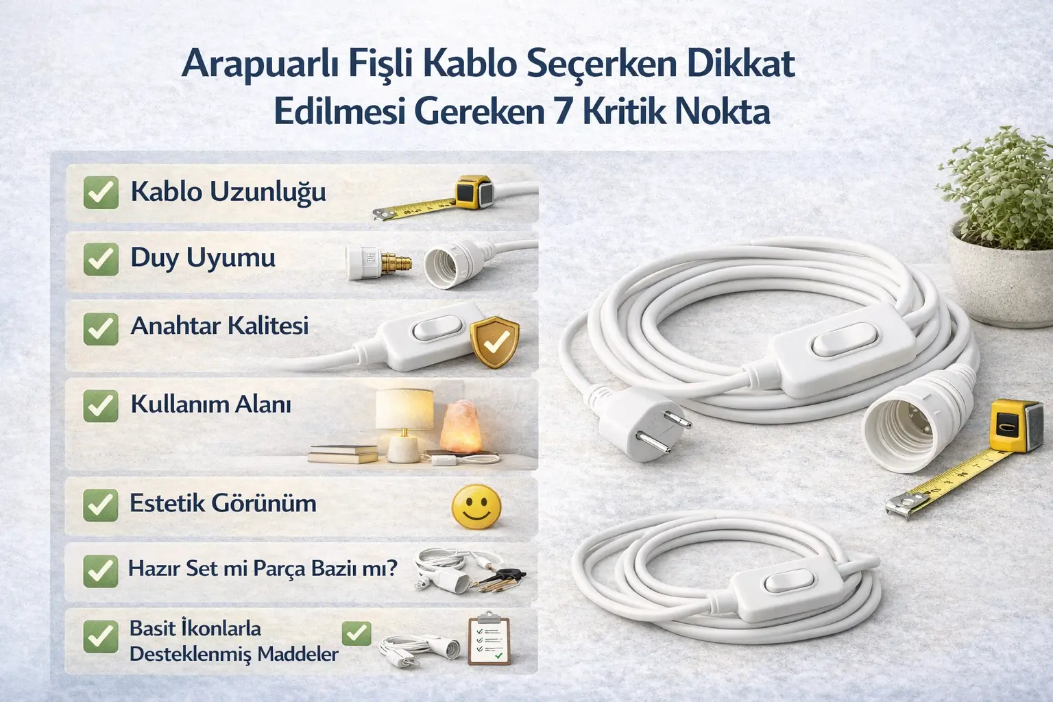 Arapuarlı Fişli Kablo Seçerken Dikkat Edilmesi Gereken