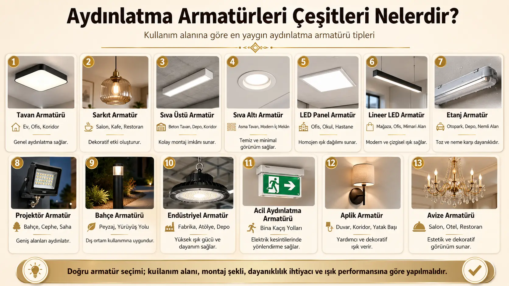 Aydınlatma Armatürleri Çeşitleri Nelerdir
